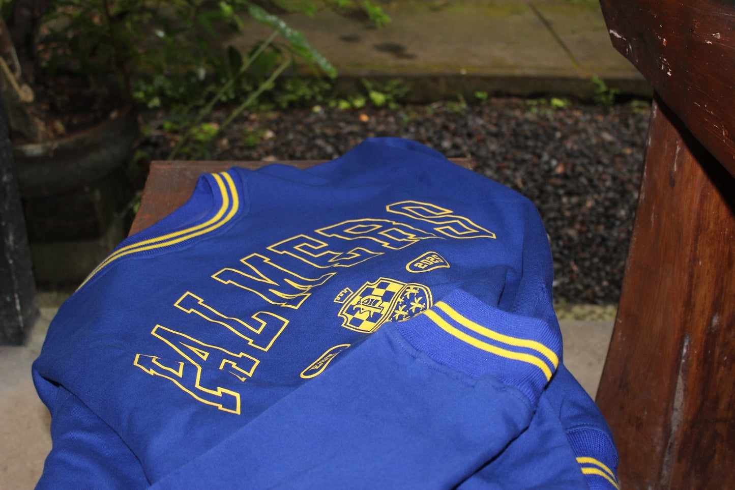Varsity Crest Ribbed Crewneck- Royal Blue
