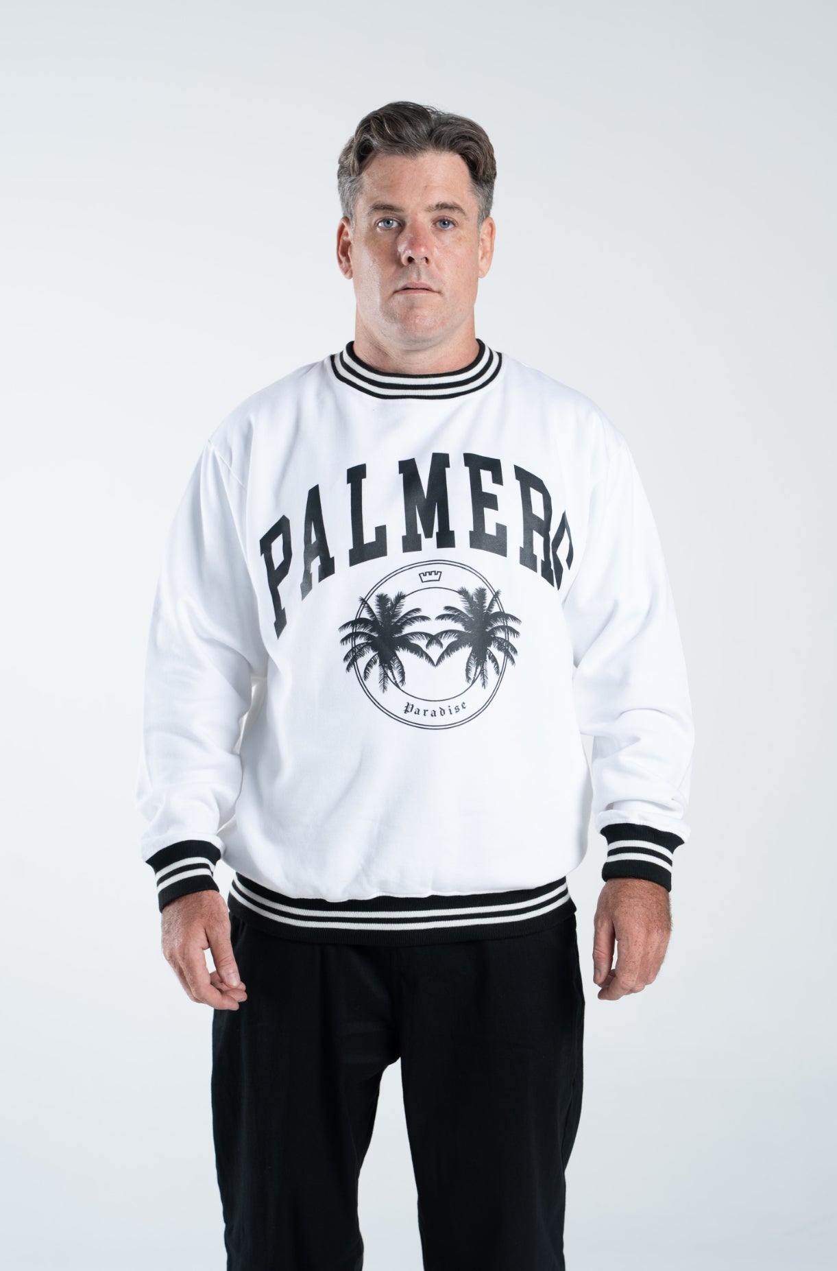 Palmers Paradise Ribbed Crewneck- White
