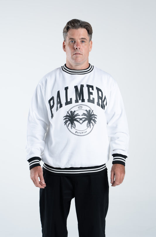 Palmers Paradise Ribbed Crewneck- White