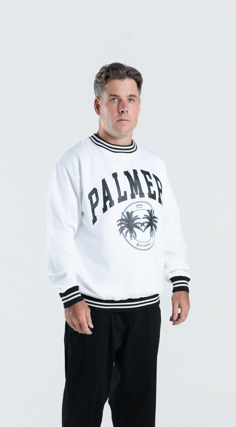 Palmers Paradise Ribbed Crewneck- White