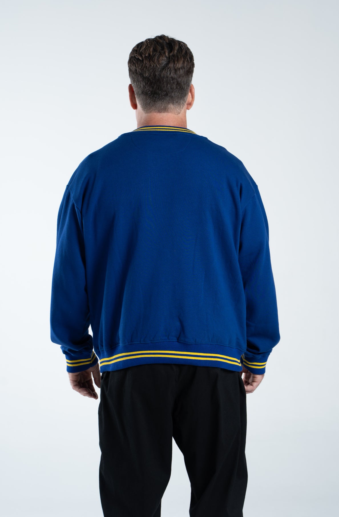 Varsity Crest Ribbed Crewneck- Royal Blue