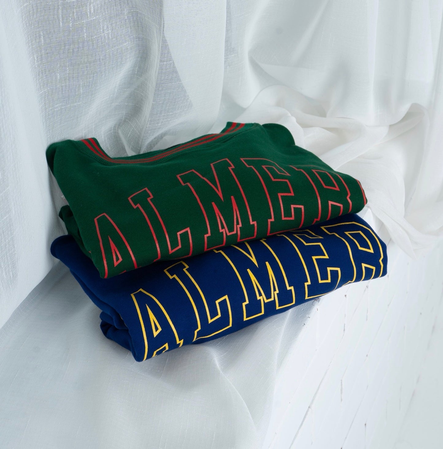 Varsity Crest Ribbed Crewneck- Billiard Green