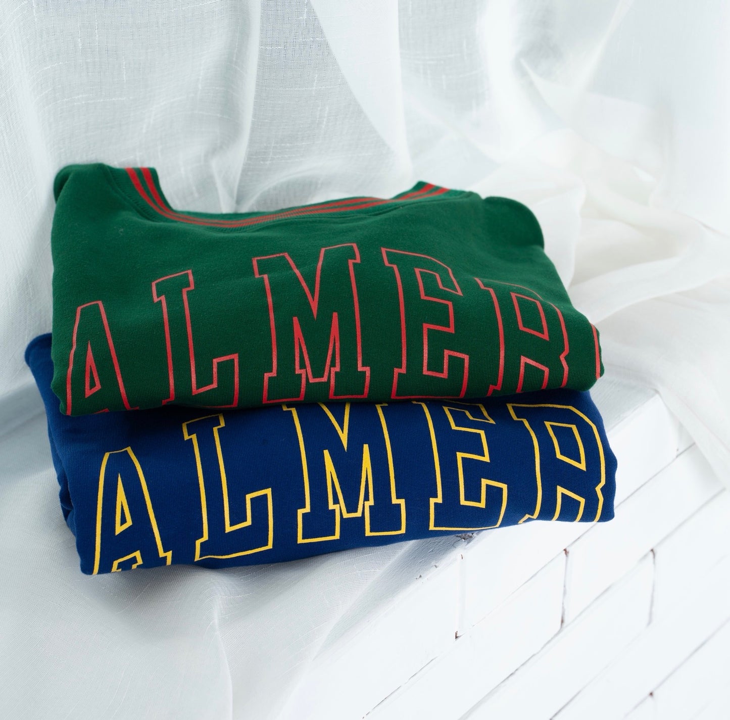 Varsity Crest Ribbed Crewneck- Billiard Green